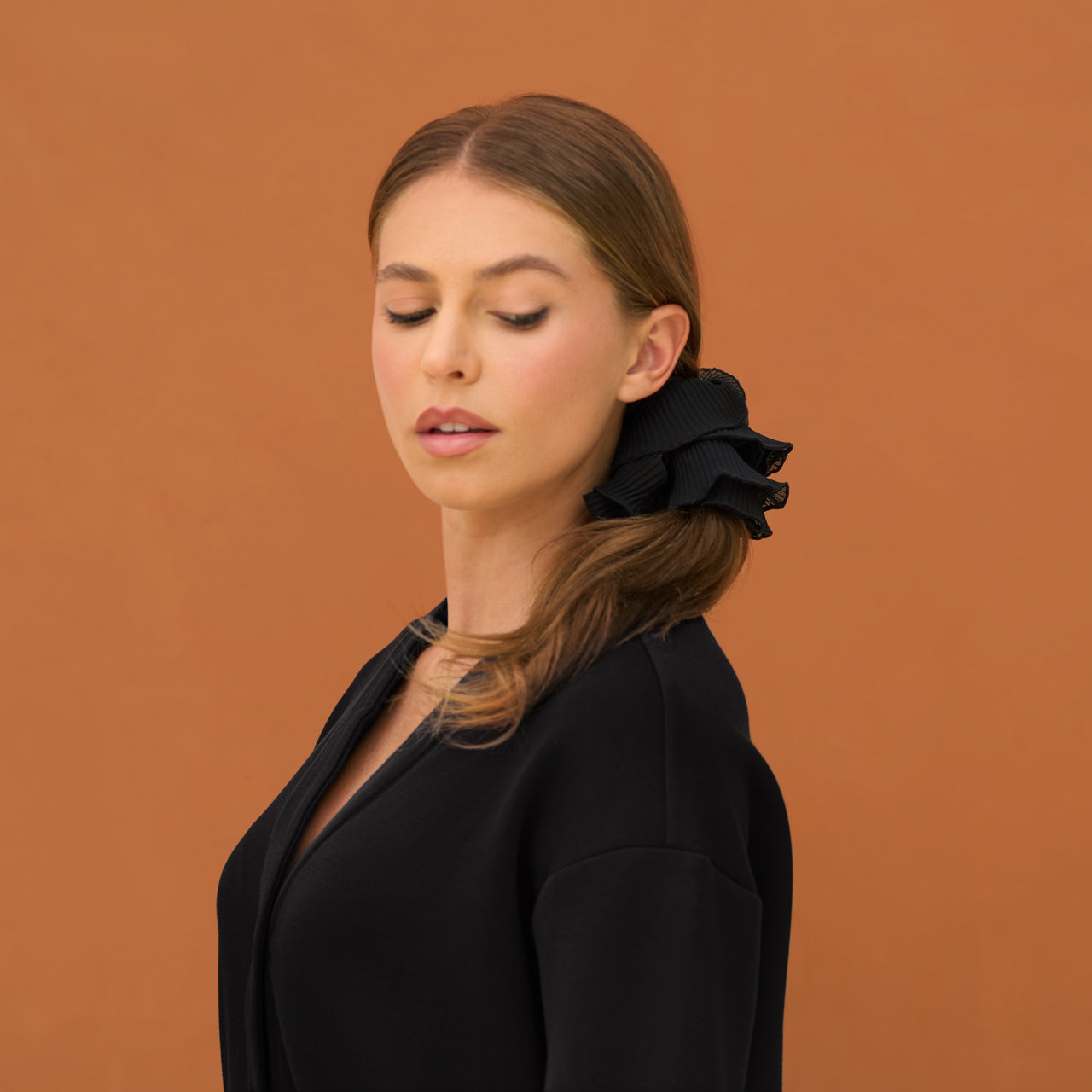 Alternative view of Halloween Black Pleated Scrunchie