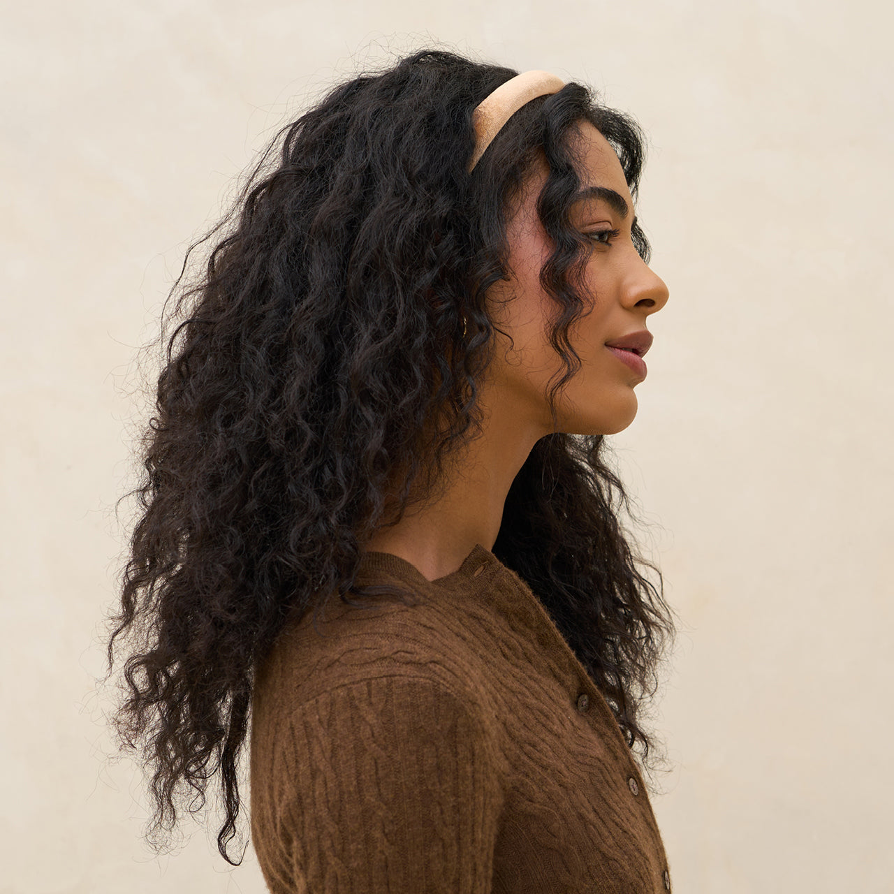 Cream & Camel Satin & Velvet Headbands - Image 3