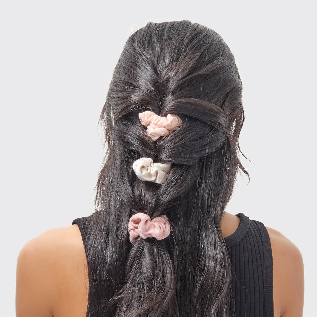 Alternative view of Assorted Textured Scrunchies 5pc Set - Terracotta