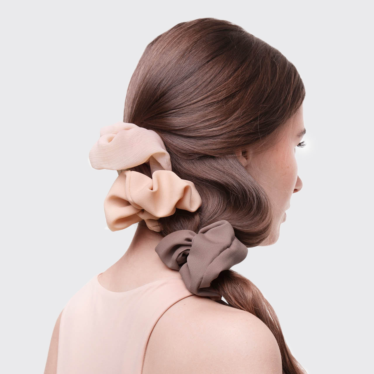 Alternative view of Crepe Scrunchies 5pc- Terra Cotta