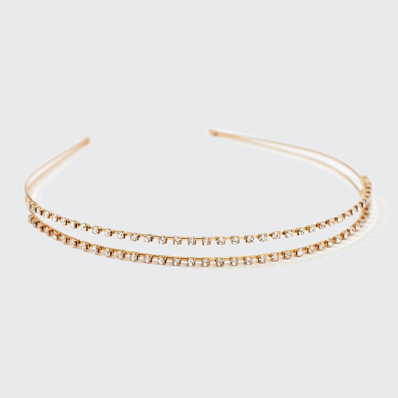 Gold Metal Rhinestone Double Headband - Image 3