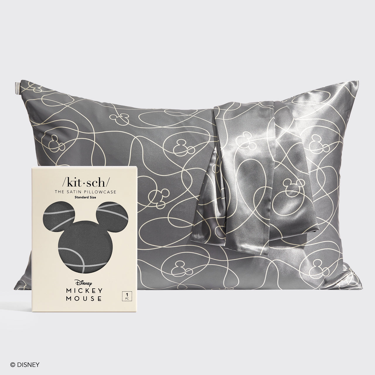 Kitsch x Mickey and Minnie Satin Pillowcase in Mickey Maze