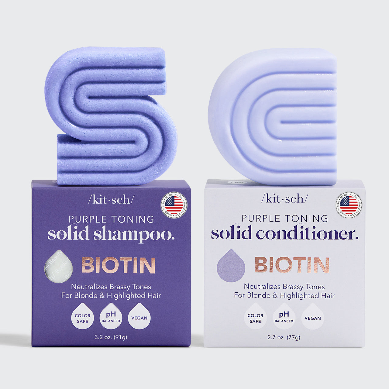 Purple Toning Shampoo & Conditioner Bar Combo for Color-Treated & Grey Hair