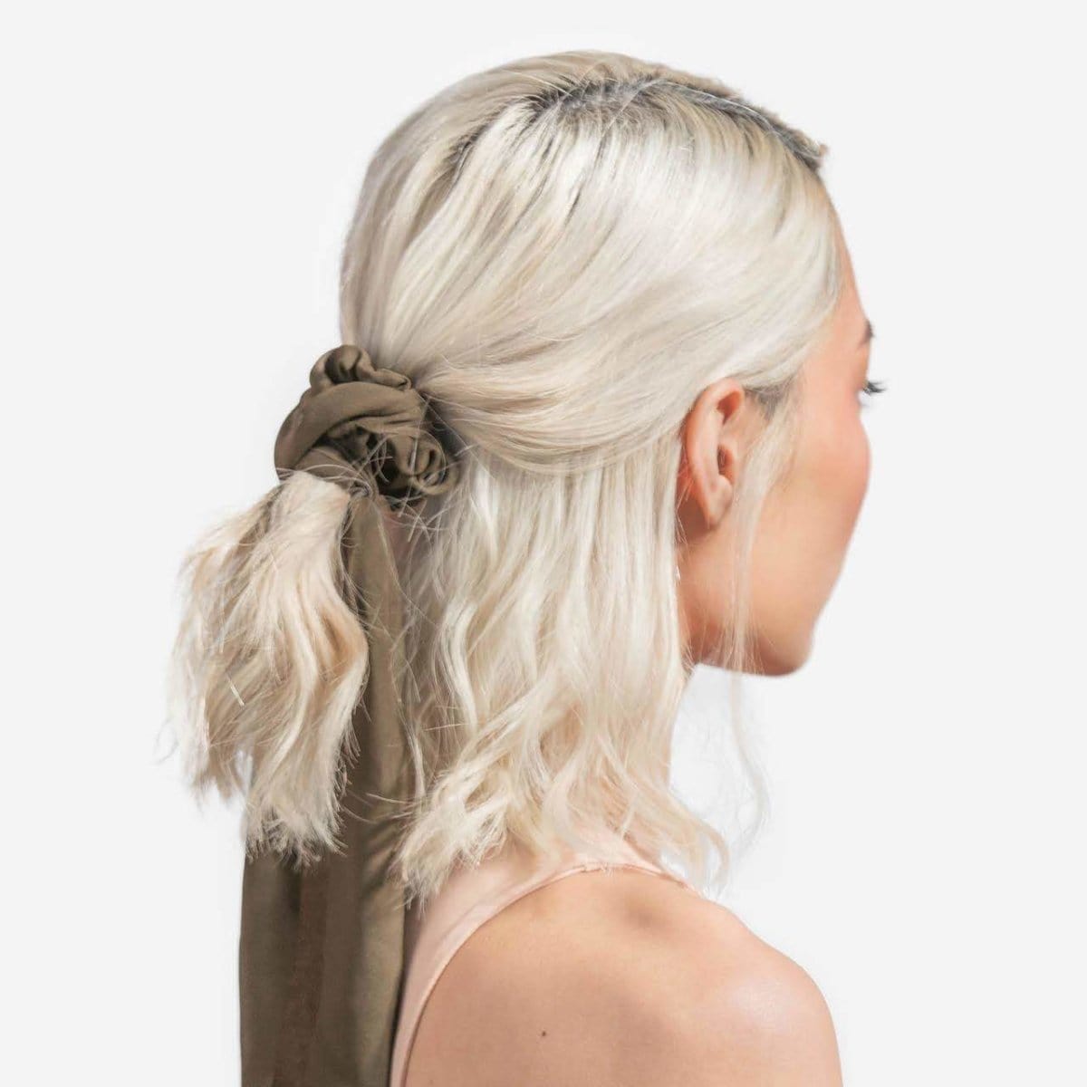 Crepe Scarf Scrunchies 2pc- Moss - Image 4